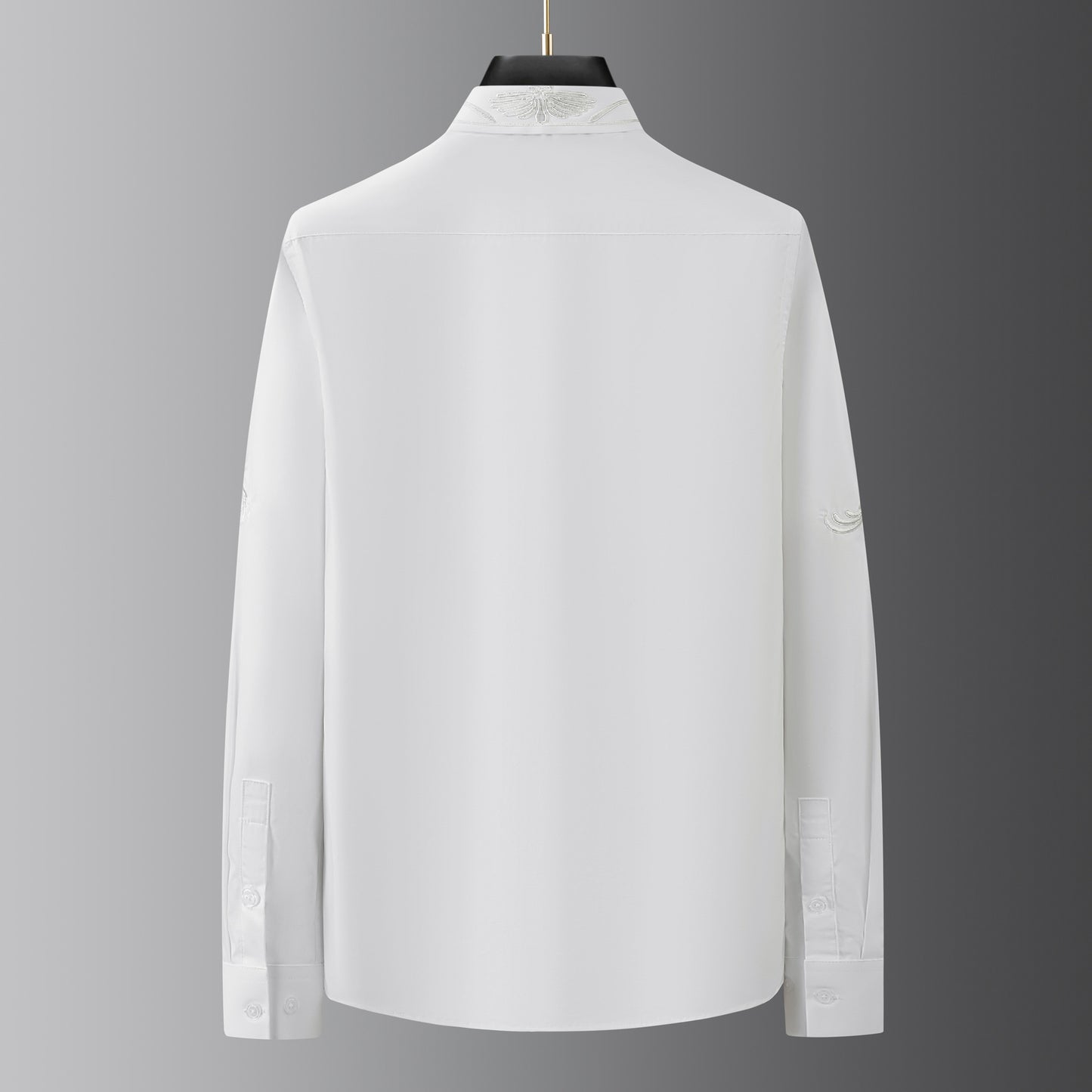 Heavy craft embroidered wheat ear flower men's long sleeve shirt