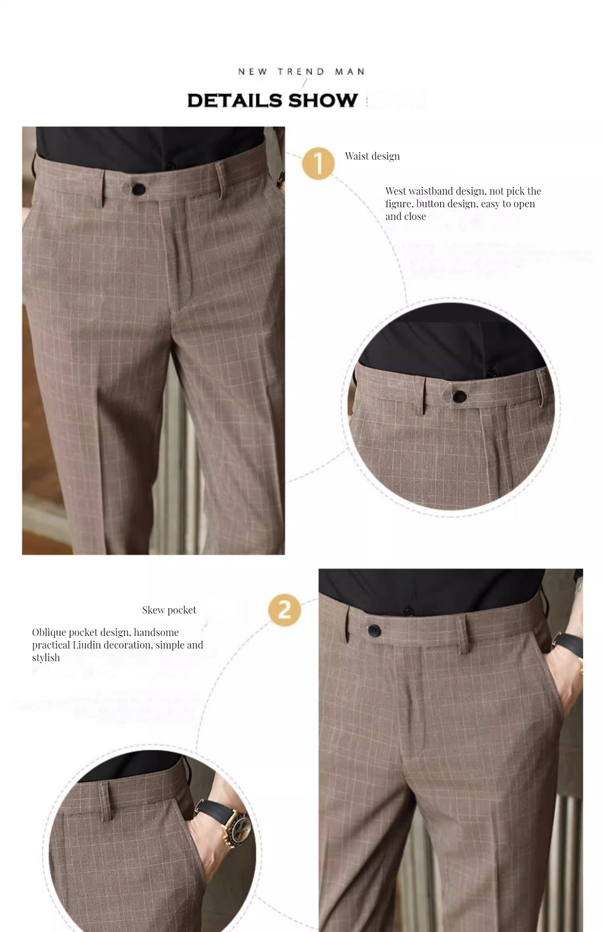 Plaid casual business suit trousers