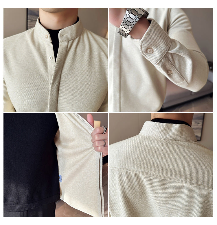 Autumn and winter thick warm woolen stand collar shirt casual sweater