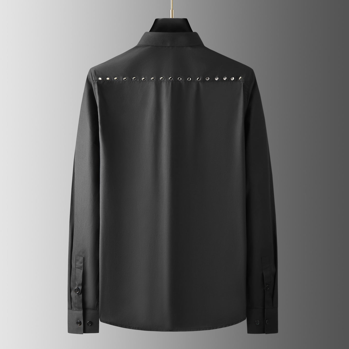 Handmade round rivet geometric patchwork shirt