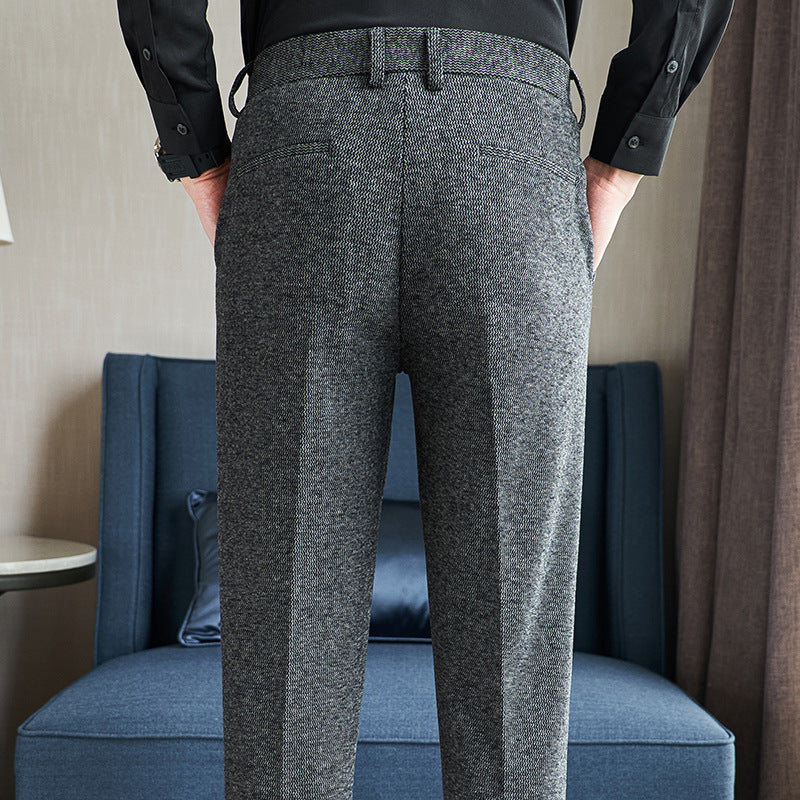 Men's wool trousers slim fit suit trousers