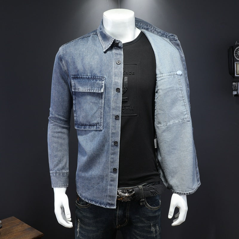 Men's slightly loose denim shirt