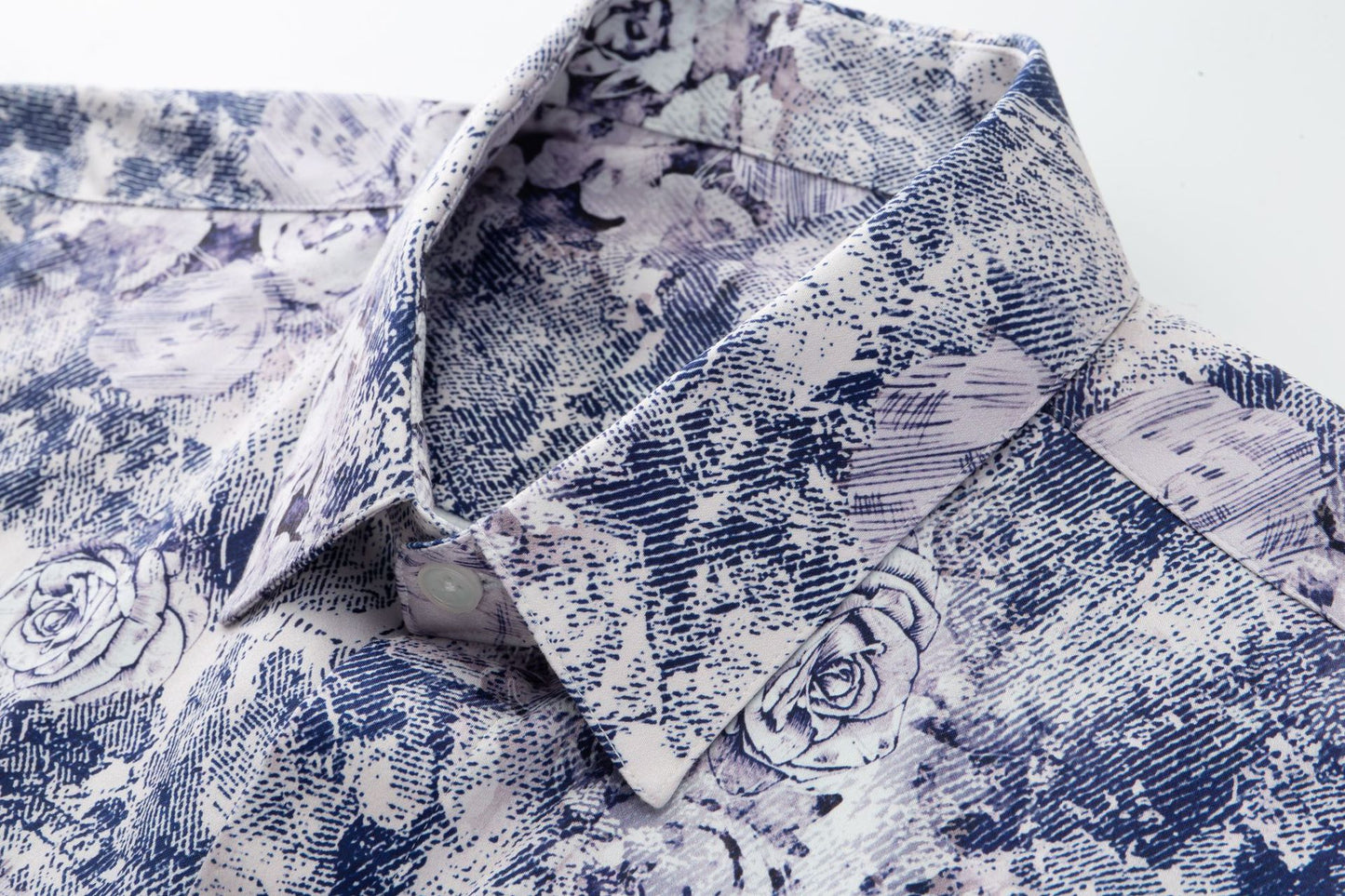 Graffiti Rose Blue Flower Digital Print Men's Shirt