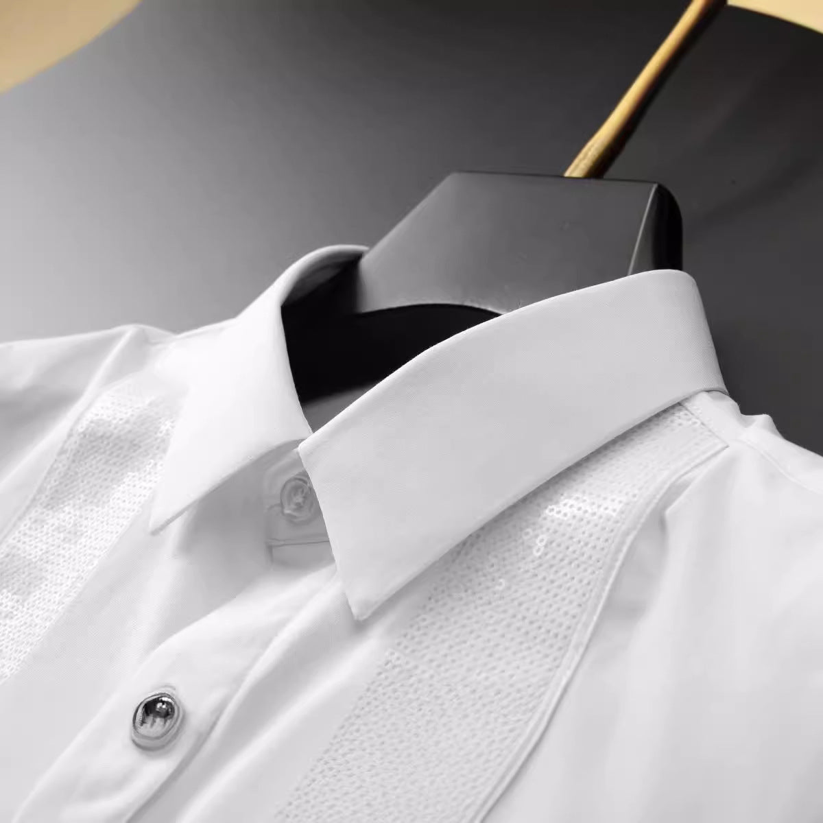 Men's sequin embroidery long sleeve shirt