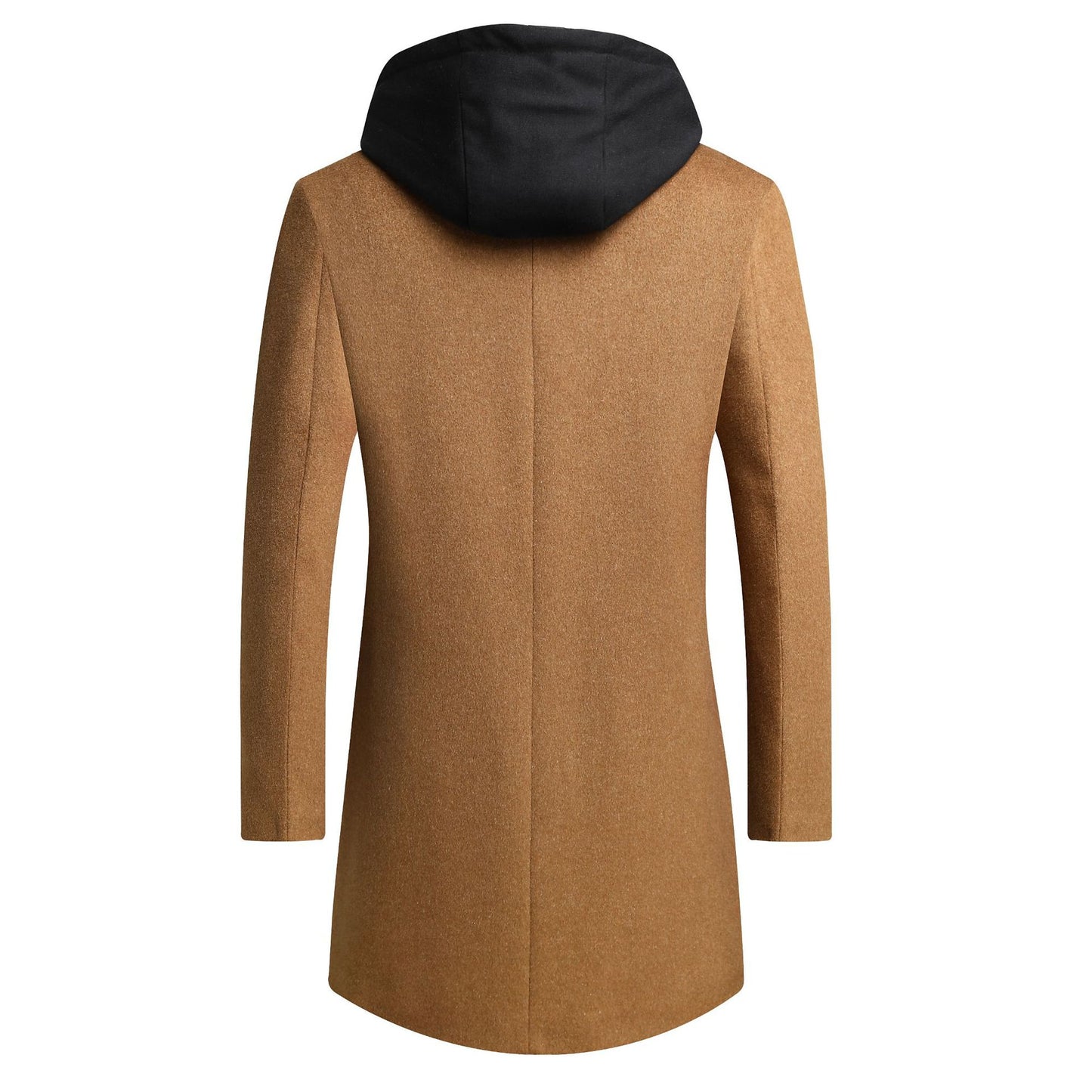 Men's woolen coat mid-length double collar detachable hood woolen coat