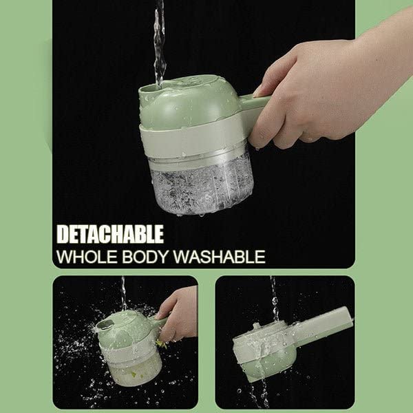 4 in 1 Handheld Electric Vegetable Cutter Set,Wireless Food Processor for Garlic Pepper Chili Onion Celery Ginger Meat with Brush