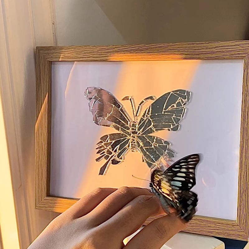 Creative Handmade DIY-Butterfly Broken Mirror Photo Frame