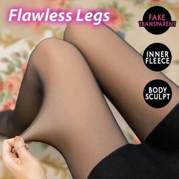 Flawless Legs Fake Translucent Warm Plush Lined Elastic Tights✨