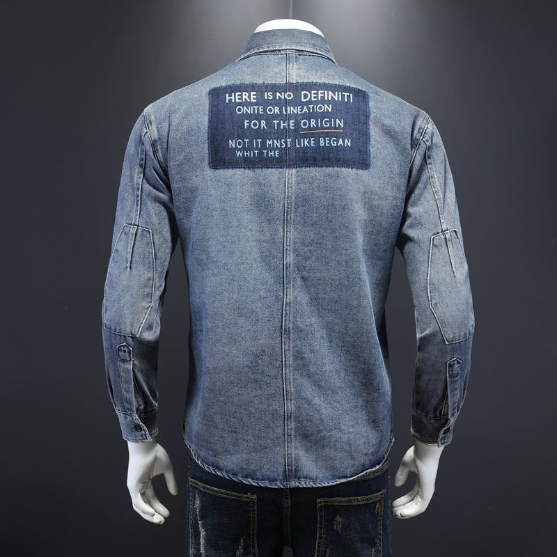 Men's slightly loose denim shirt
