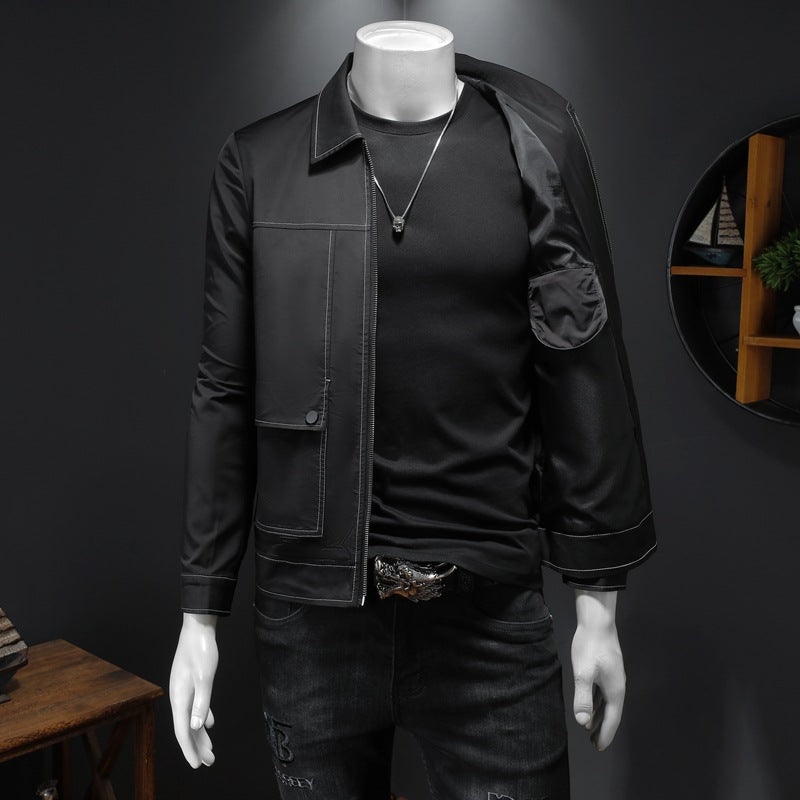 Casual Jacket Suit Collar Topstitched Coat