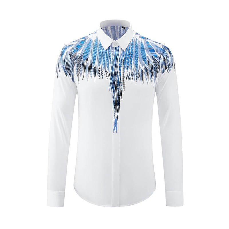 Men's long sleeve shirt with feather wings print