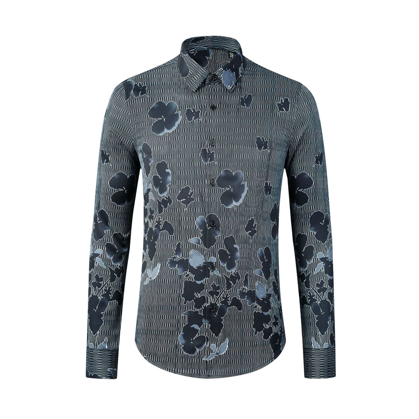 Men's floral digital print long sleeve shirt