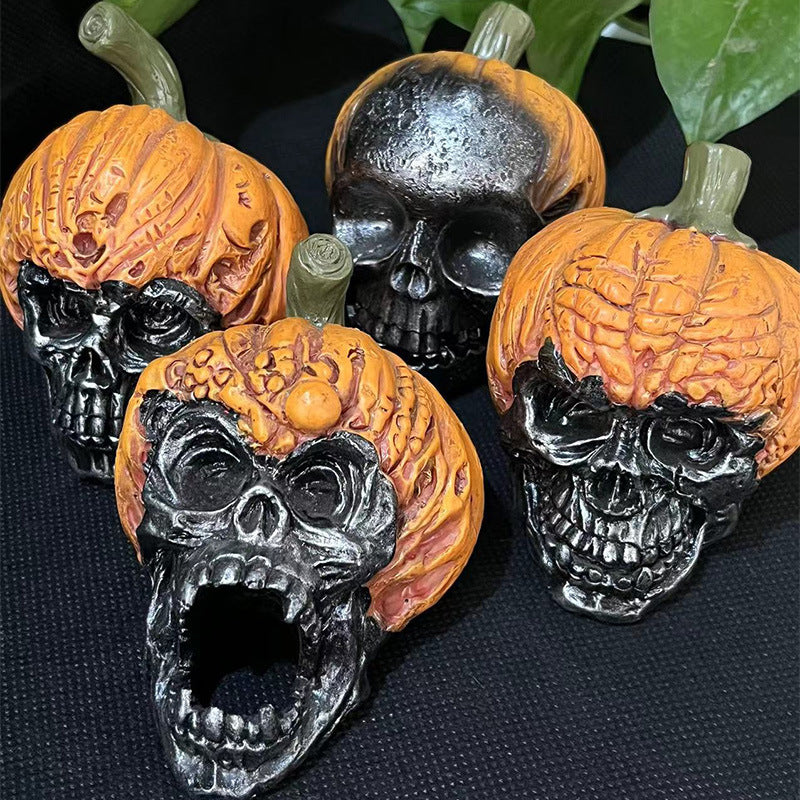 Evil pumpkin skull halloween garden horror decoration