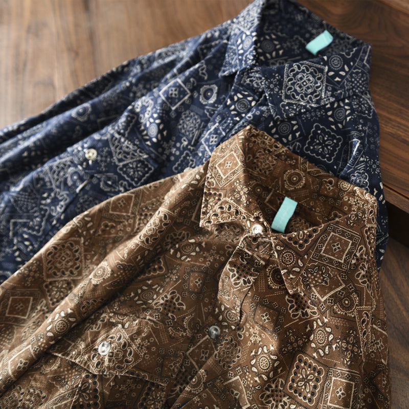 Work shirt cashew flower ethnic style Renaissance niche long-sleeved shirt