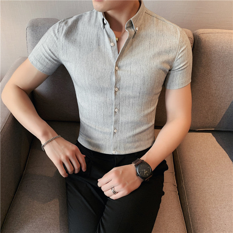 Fashion striped short-sleeved shirt men's British style business shirt