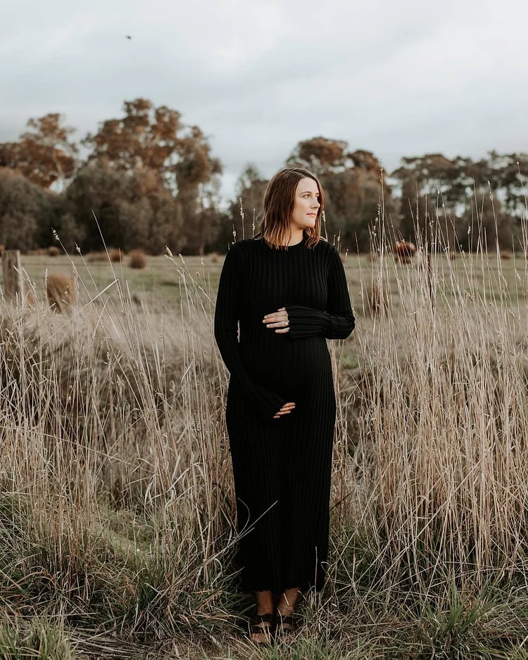 New Sleeved Knit Midi High Elasticity Dress