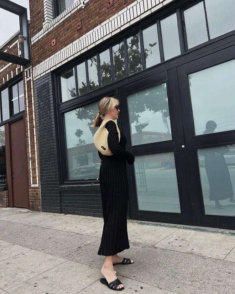 New Sleeved Knit Midi High Elasticity Dress