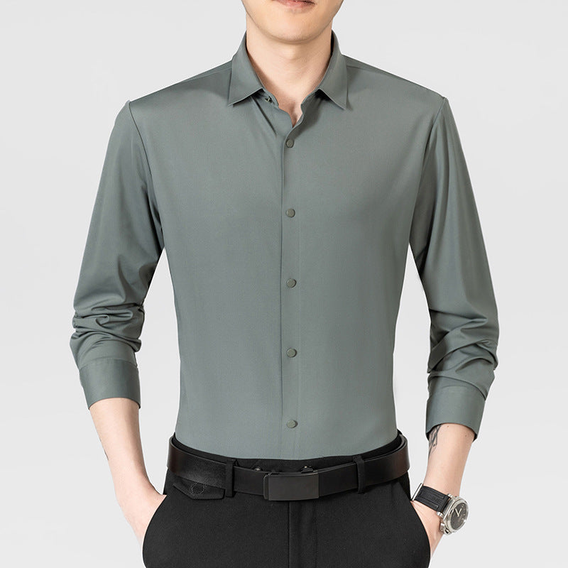 Ice silk seamless iron-free high elastic formal spring autumn summer tops shirt