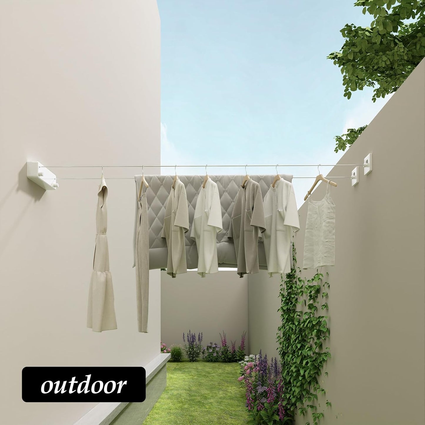 Indoor/Outdoor Retractable Clothesline with 13.8 ft. Steel Wire