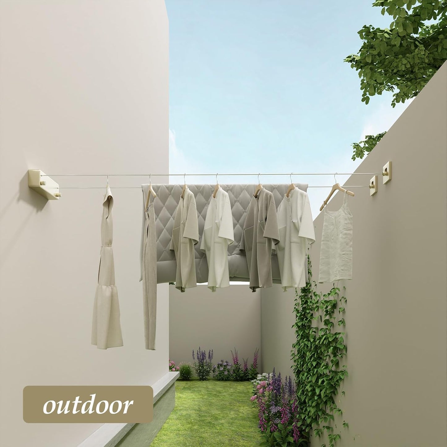 Indoor/Outdoor Retractable Clothesline with 13.8 ft. Steel Wire