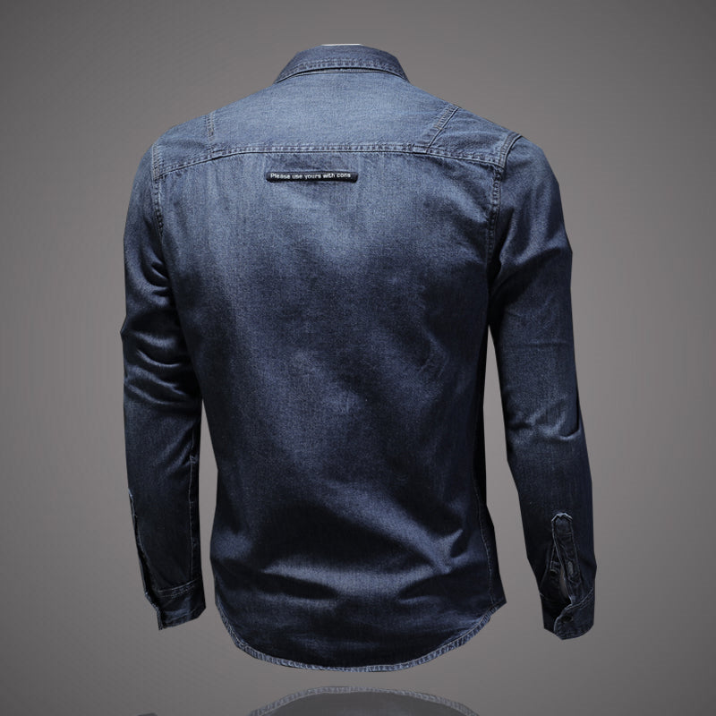 Men's pure cotton denim shirt