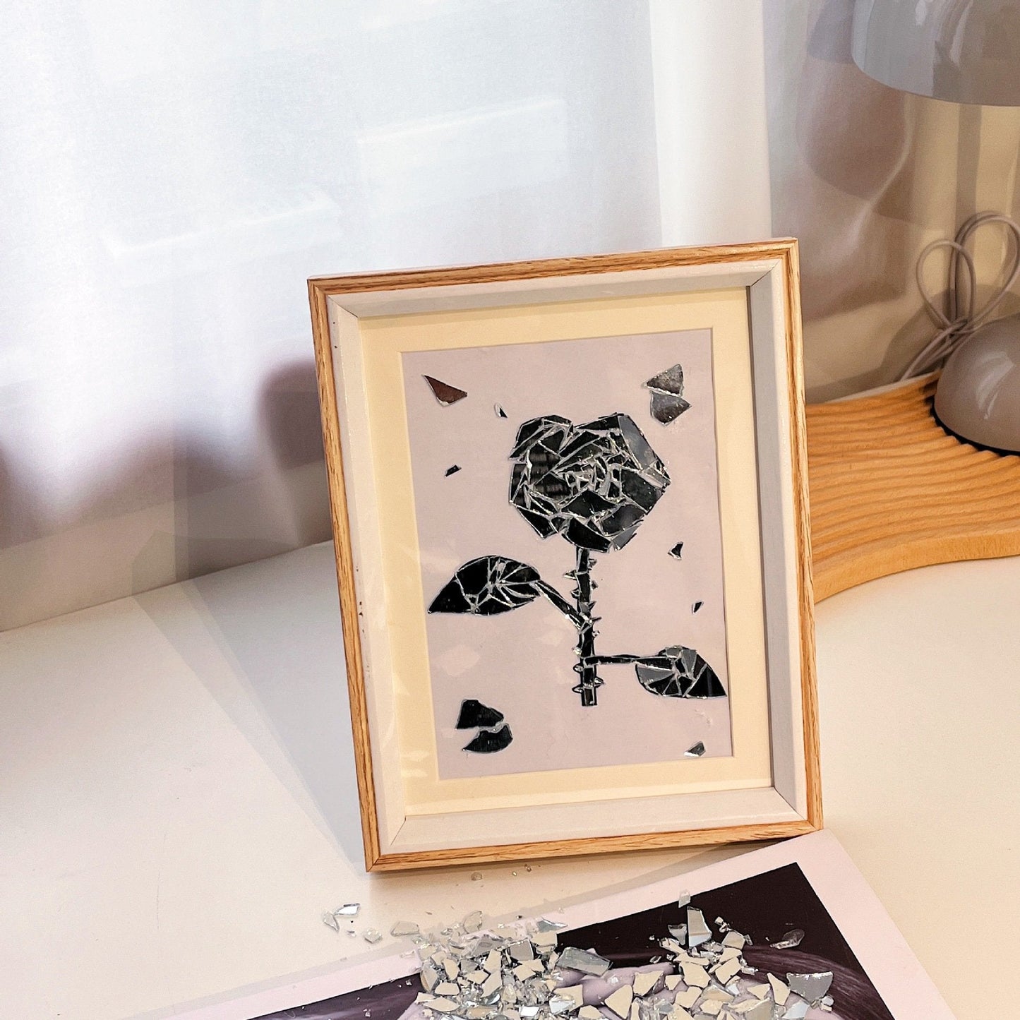 Creative Handmade DIY-Butterfly Broken Mirror Photo Frame