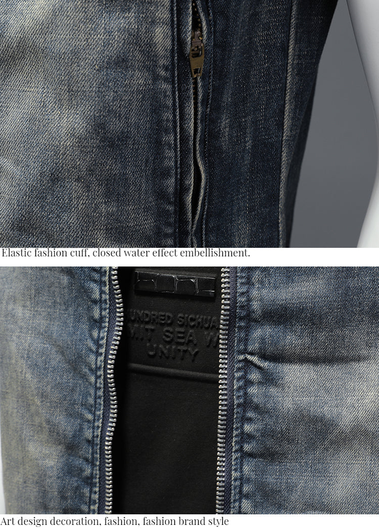 Sexy stand collar denim vest Zipper simple retro trend denim vest for men