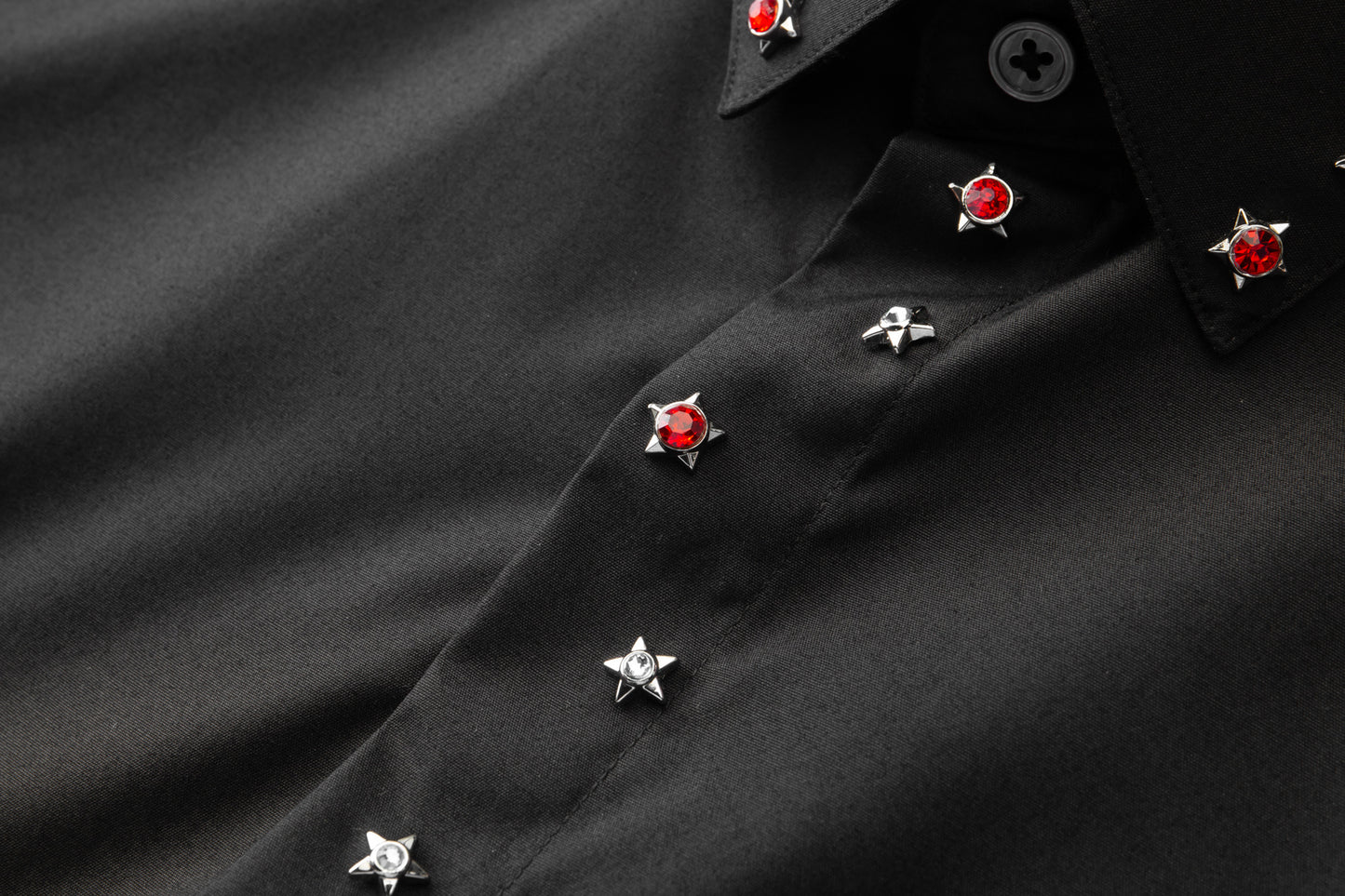 Men's slim-fit shirt with silver and diamond crystals