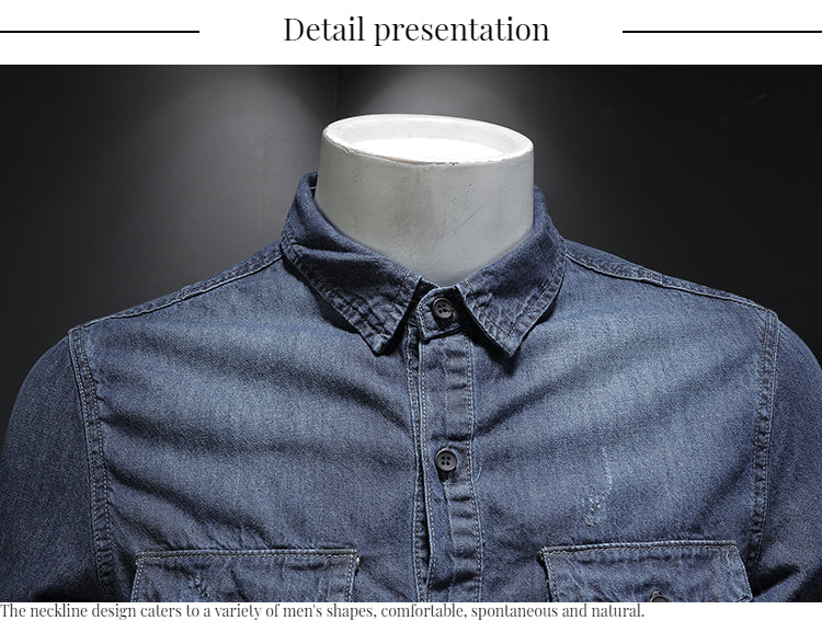 Men's pure cotton denim shirt