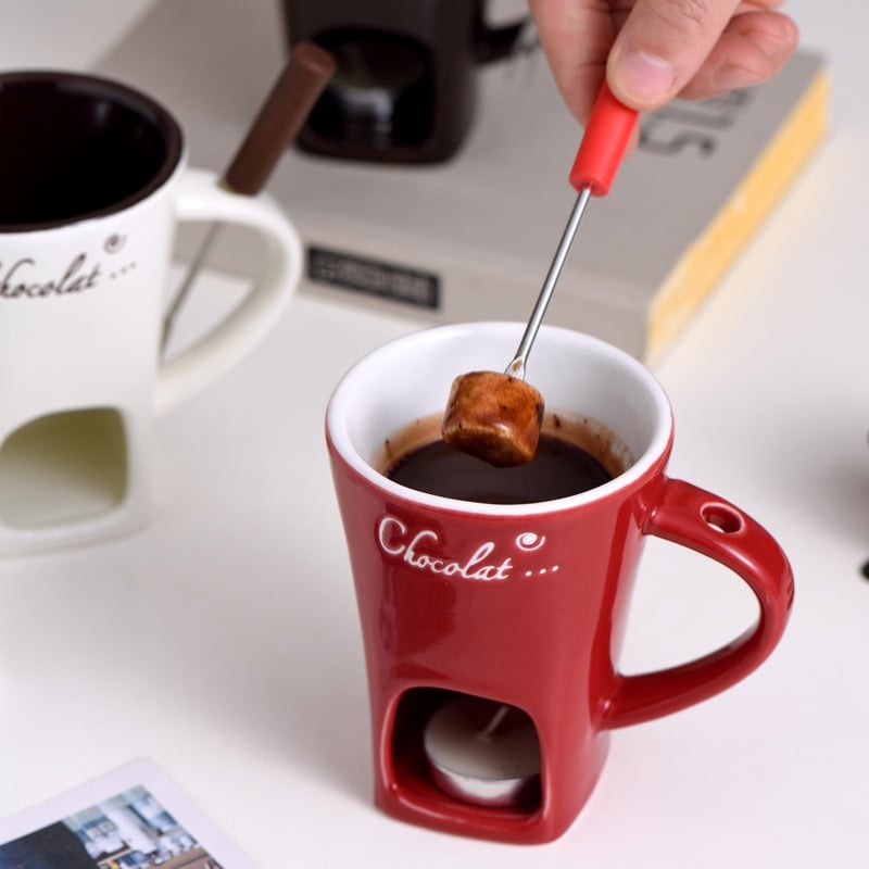🍫 Handmade Chocolate Melting Mug – The Cozy Fondue Experience