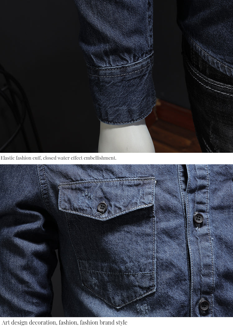 Men's pure cotton denim shirt