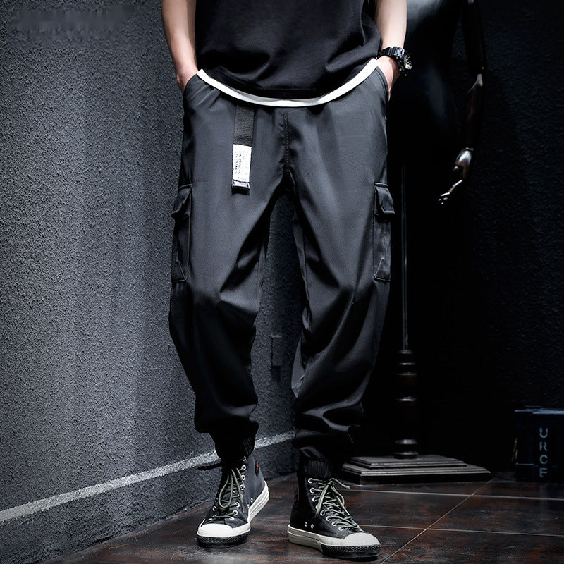 Summer ice silk thin workwear quick-drying ultra-thin nine-point harem pants
