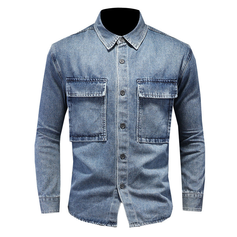 Men's slightly loose denim shirt