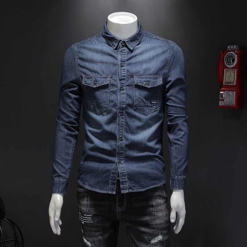 Men's pure cotton denim shirt