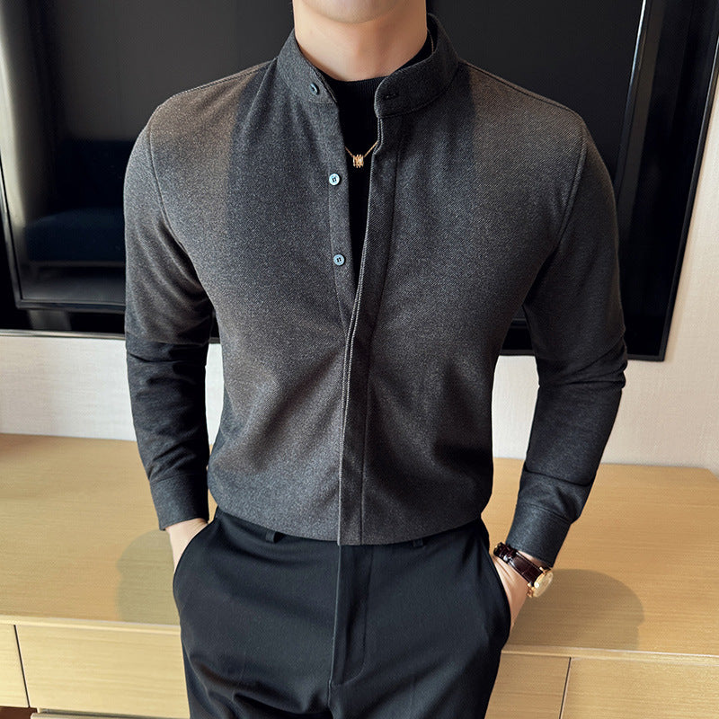 Autumn and winter thick warm woolen stand collar shirt casual sweater