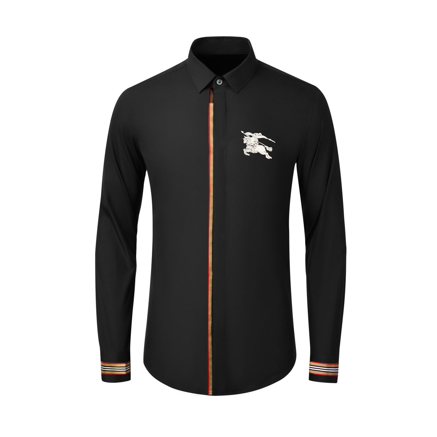 Ribbon Warhorse Embroidery Stretch Cotton Comfortable Gentleman Exquisite Men's Shirt