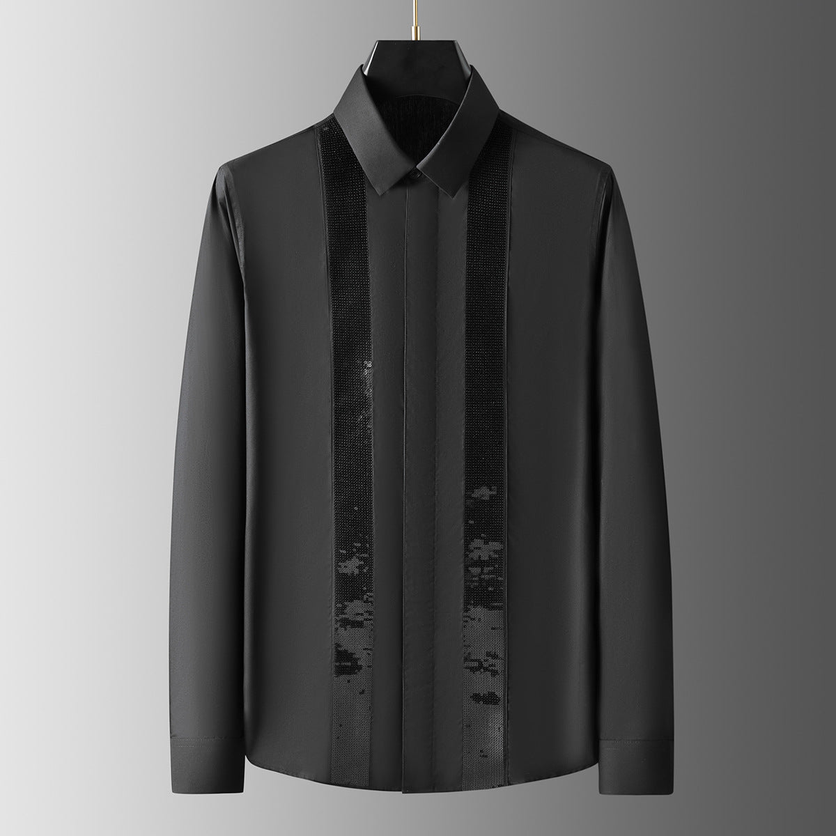 Men's sequin embroidery long sleeve shirt