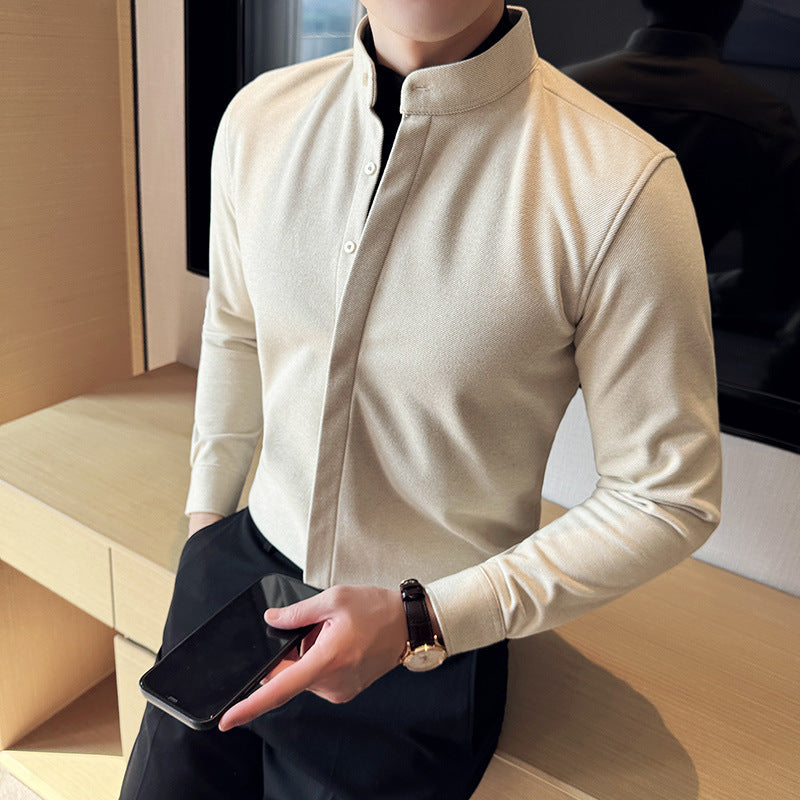 Autumn and winter thick warm woolen stand collar shirt casual sweater