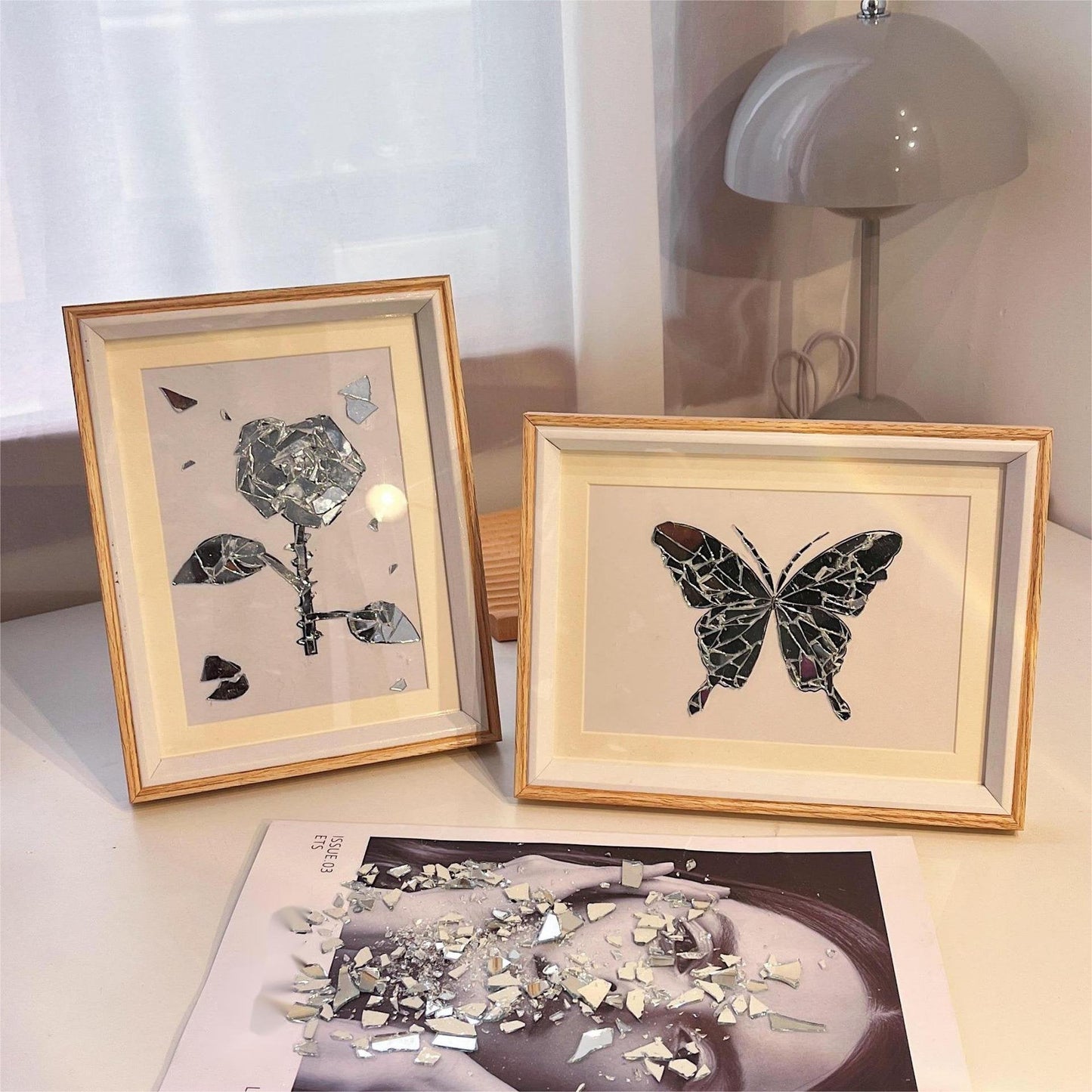 Creative Handmade DIY-Butterfly Broken Mirror Photo Frame