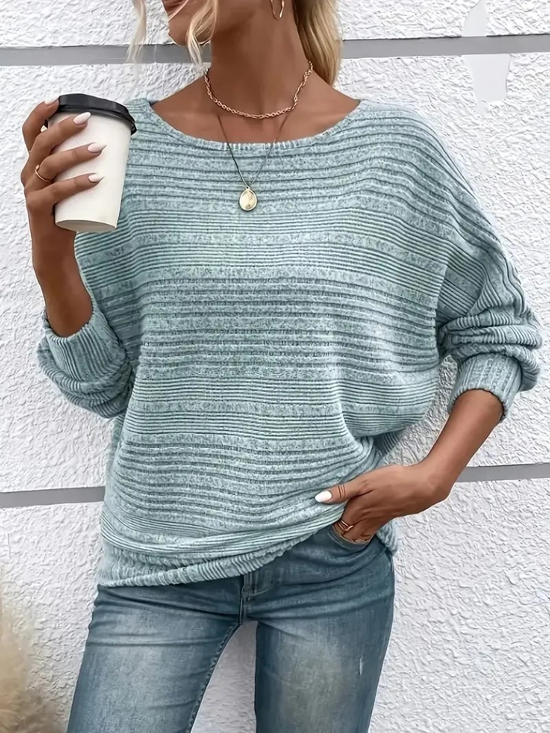 ⏰Hot Sale-Women's Soft Solid Batwing Sleeve Pullover Long Sleeve Top