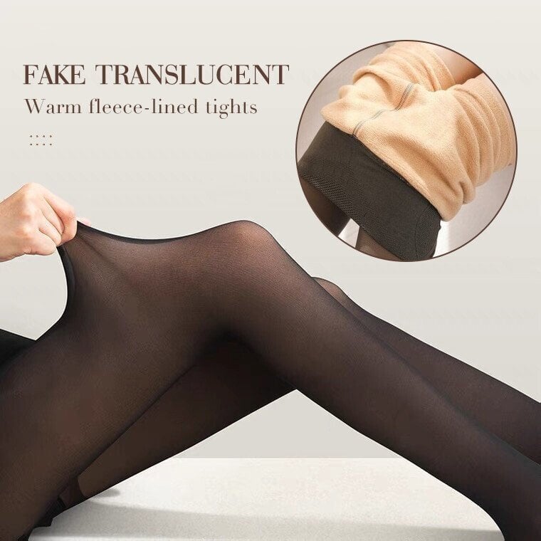Flawless Legs Fake Translucent Warm Plush Lined Elastic Tights✨