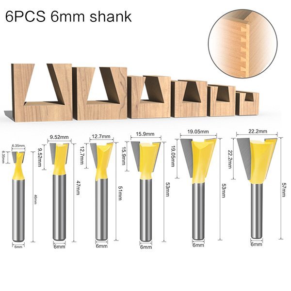 6PCS DOVETAIL ROUTER BIT SET HOT SALE