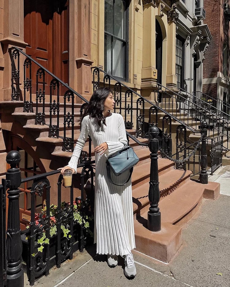 New Sleeved Knit Midi High Elasticity Dress