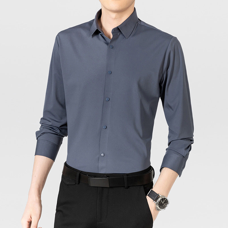 Ice silk seamless iron-free high elastic formal spring autumn summer tops shirt