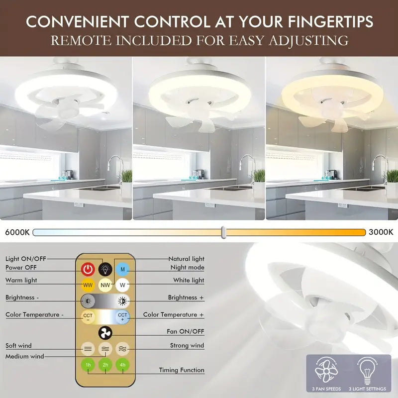 360 Degrees LED DIMMABLE CEILING FAN LIGHT