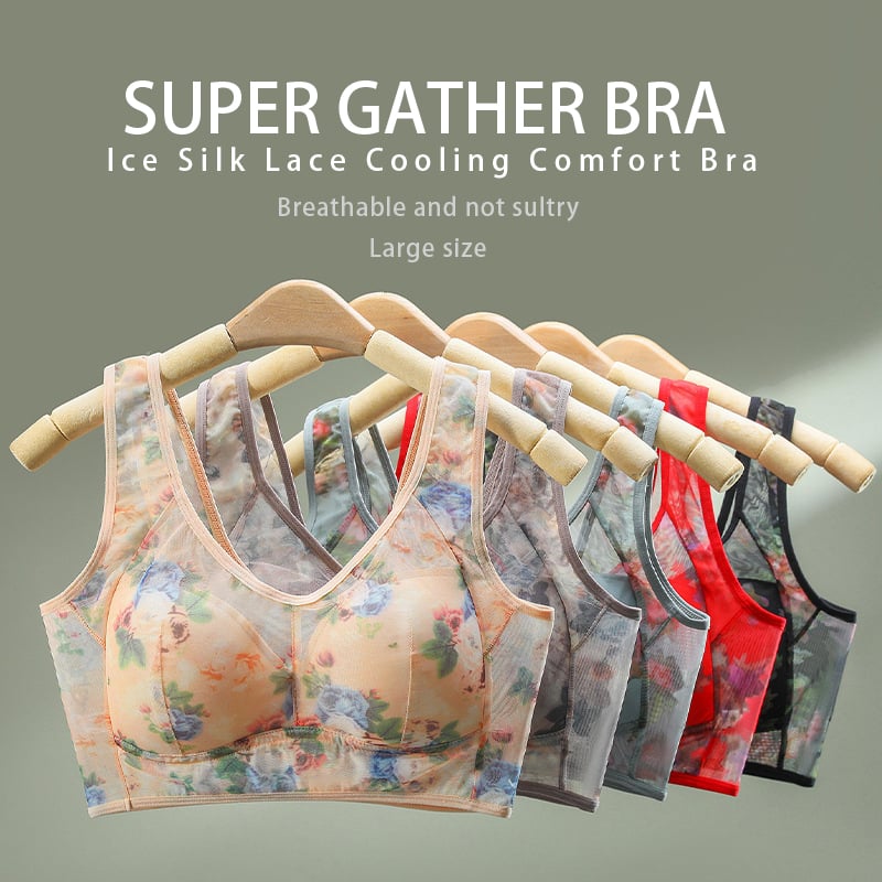 π Super gather bra | Ice Silk Lace Cooling Comfort Bra