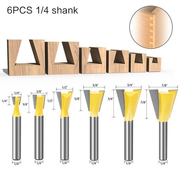 6PCS DOVETAIL ROUTER BIT SET HOT SALE