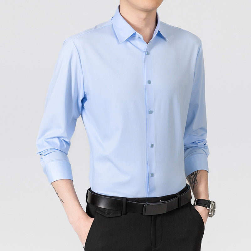 Ice silk seamless iron-free high elastic formal spring autumn summer tops shirt
