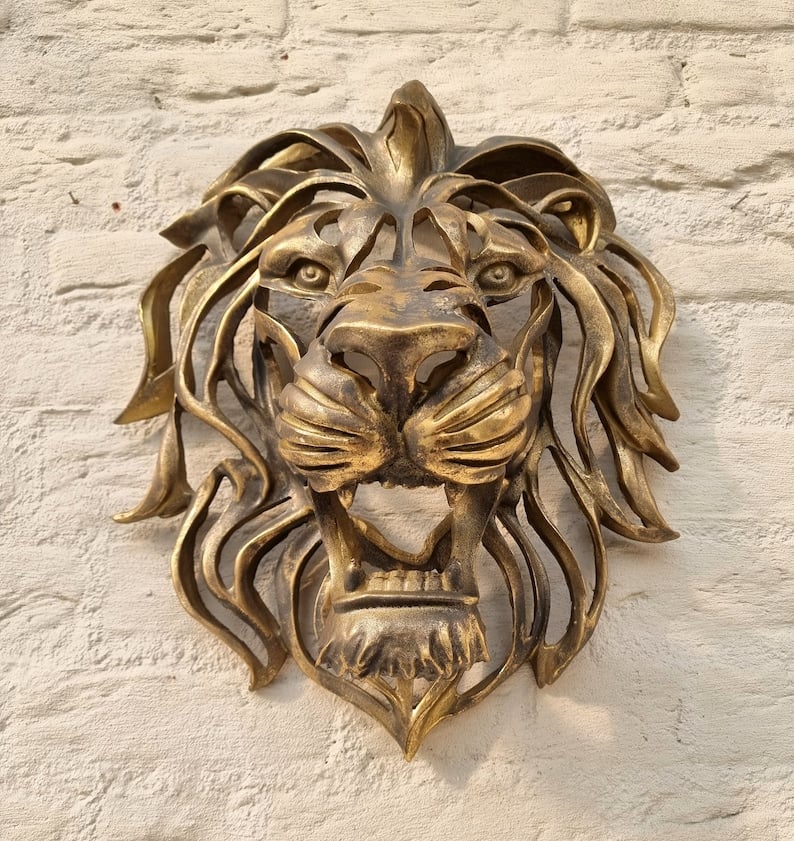 Rare Find-Large Lion Head Wall Mounted Art Sculpture