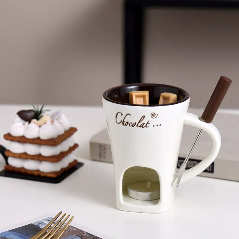 🍫 Handmade Chocolate Melting Mug – The Cozy Fondue Experience